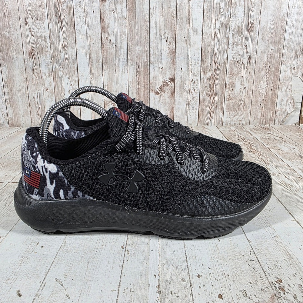 Under Armour Charged Pursuit 2 Freedom Black Camo Running Shoes 3026815-001 8.5W